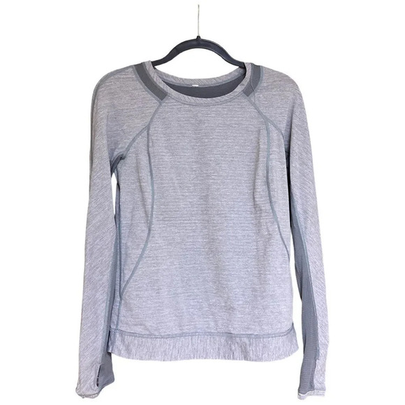 LULULEMON Run for Gold Long Sleeve Shirt Size 6 Gray Heathered Slate - Picture 2 of 7